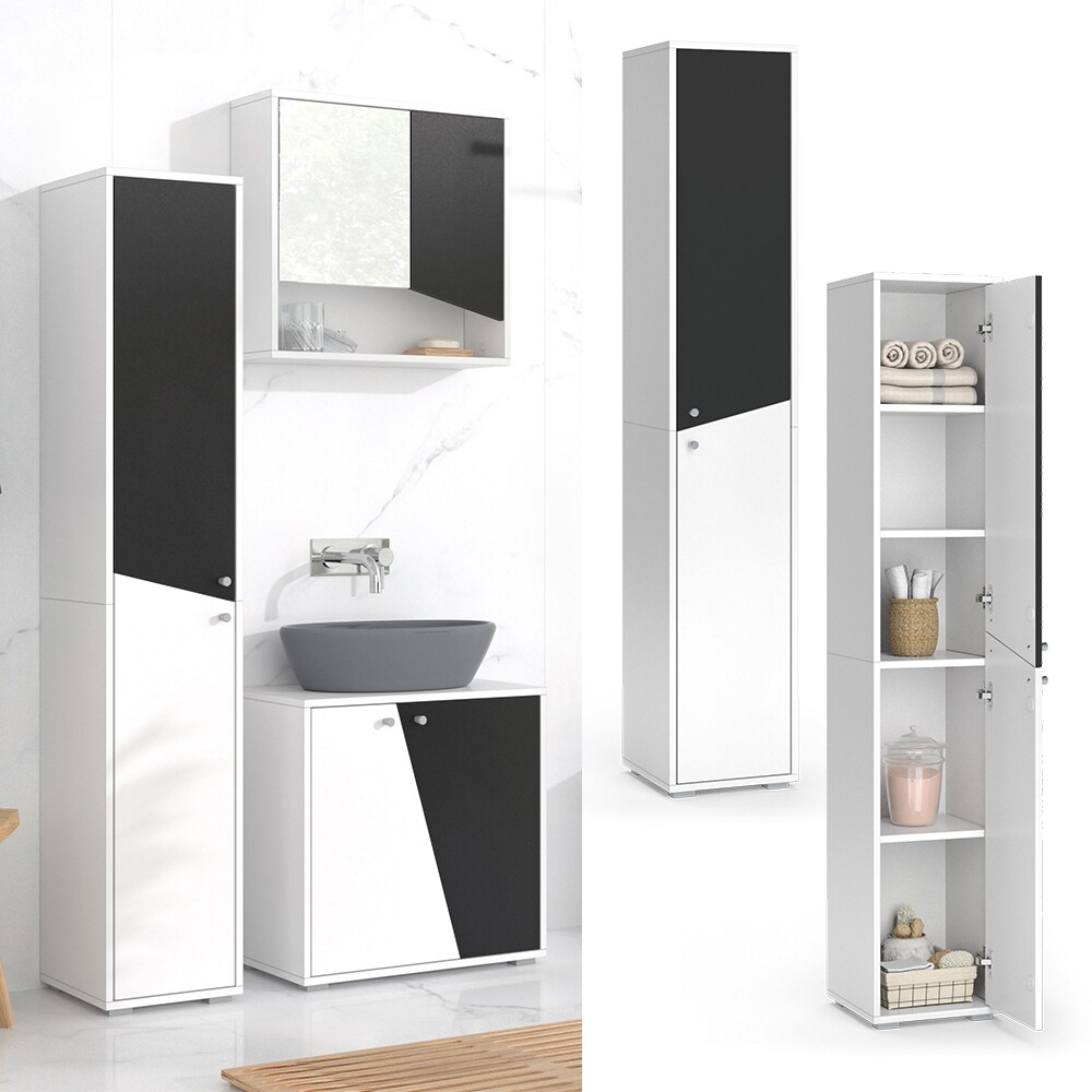 Vicco Hochschrank Irida Wei&szlig; Anthrazit 30 x 192 cm - Bild 1