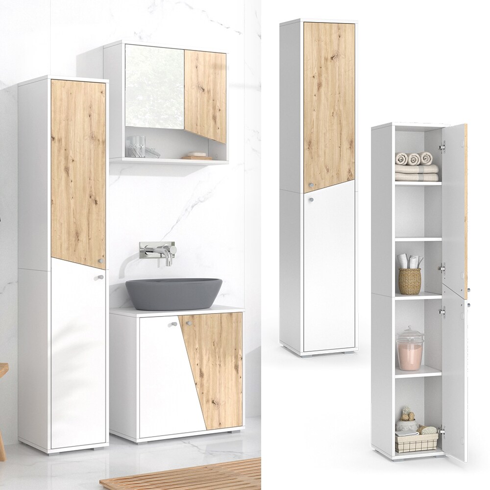 Vicco Hochschrank Irida Wei&szlig; Eiche 30 x 192 cm - Bild 1