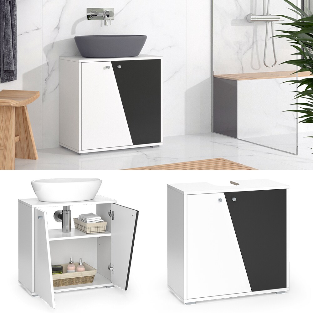 Vicco Waschbeckenunterschrank Irida Wei&szlig; Anthrazit 60 x 59 cm - Bild 1