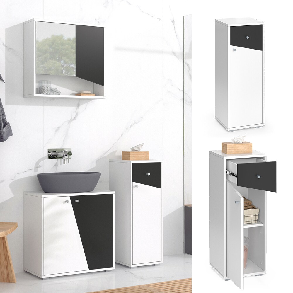 Vicco Midischrank Irida Wei&szlig; Anthrazit 30 x 81 cm - Bild 1