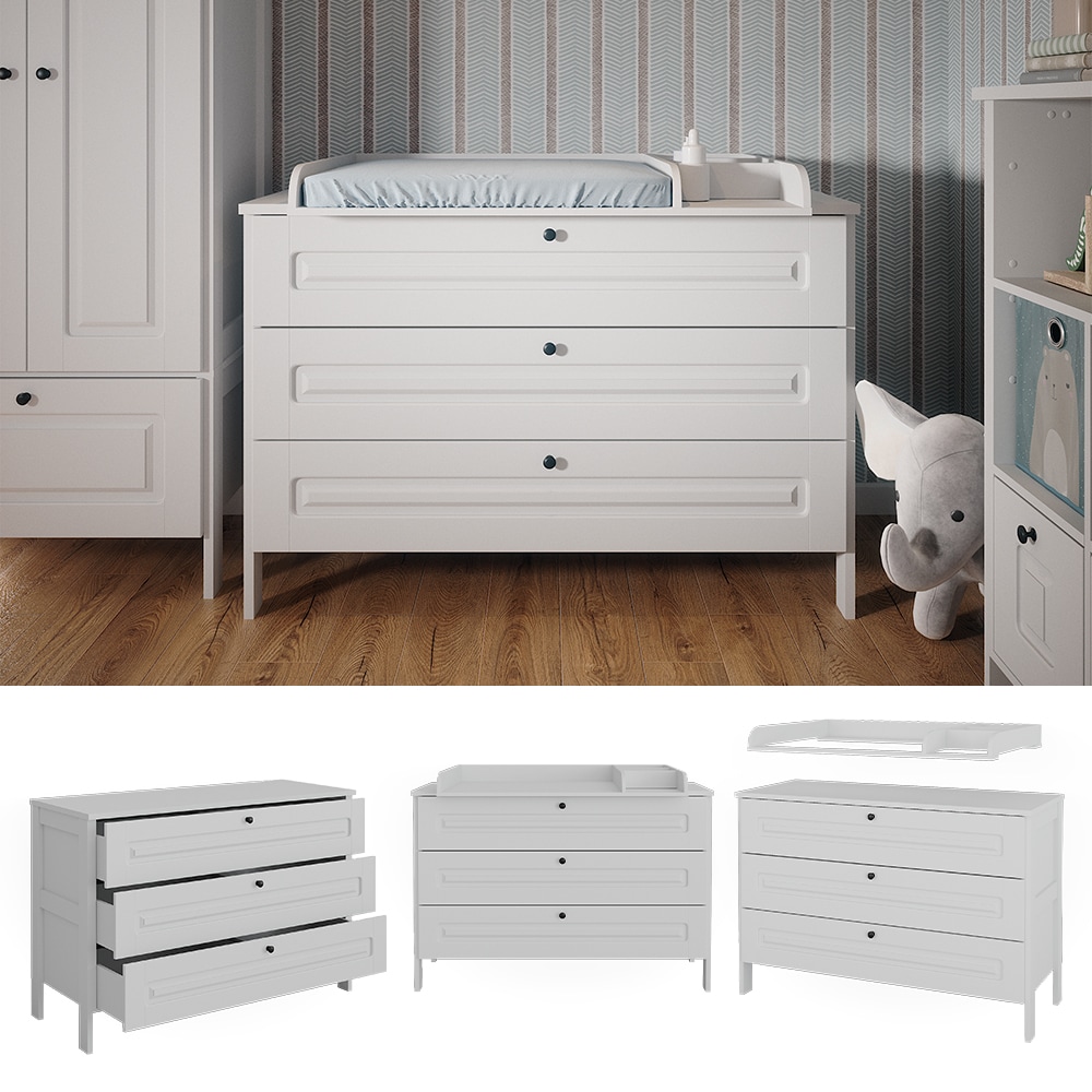 Vitalispa Wickelkommode Ajaton Wei&szlig; 133 x 98,4 mit 3 Schubladen - Bild 1