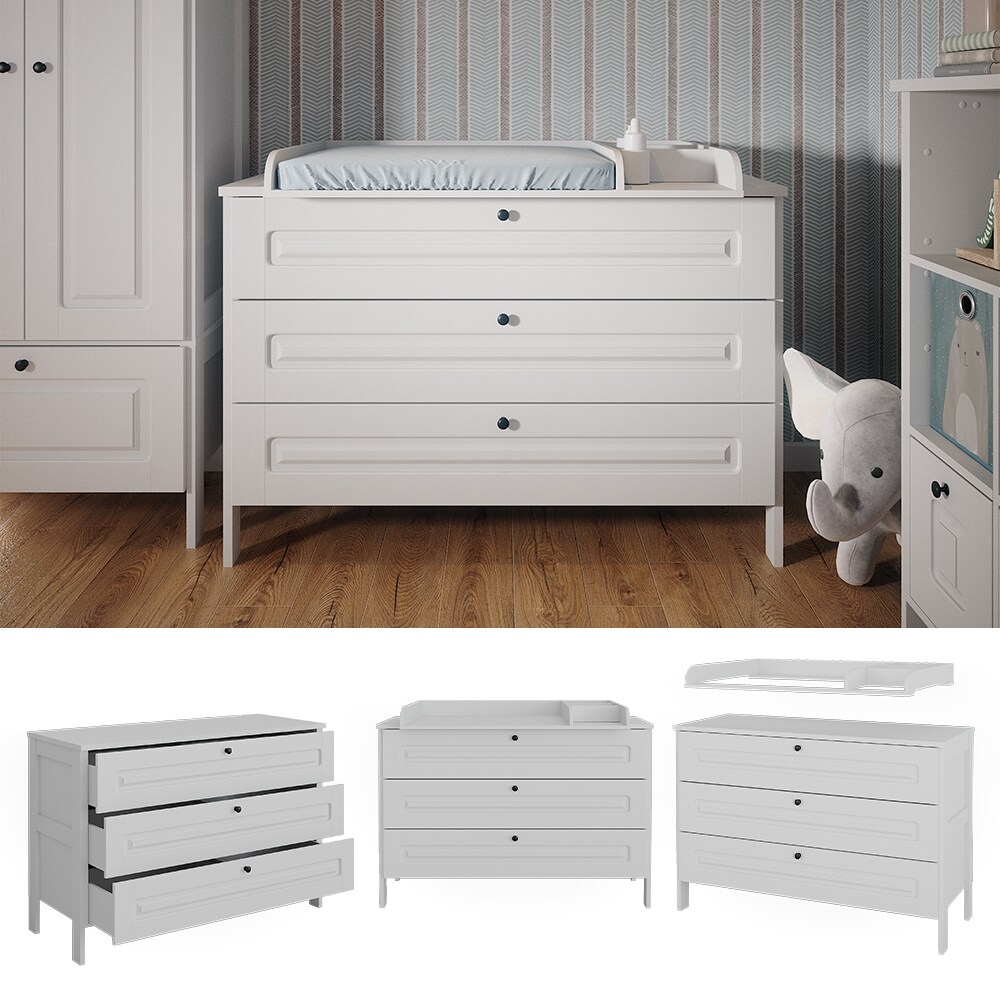Vitalispa Wickelkommode Ajaton Weiß 133 x 98,4 mit 3 Schubladen | 04066731450985
