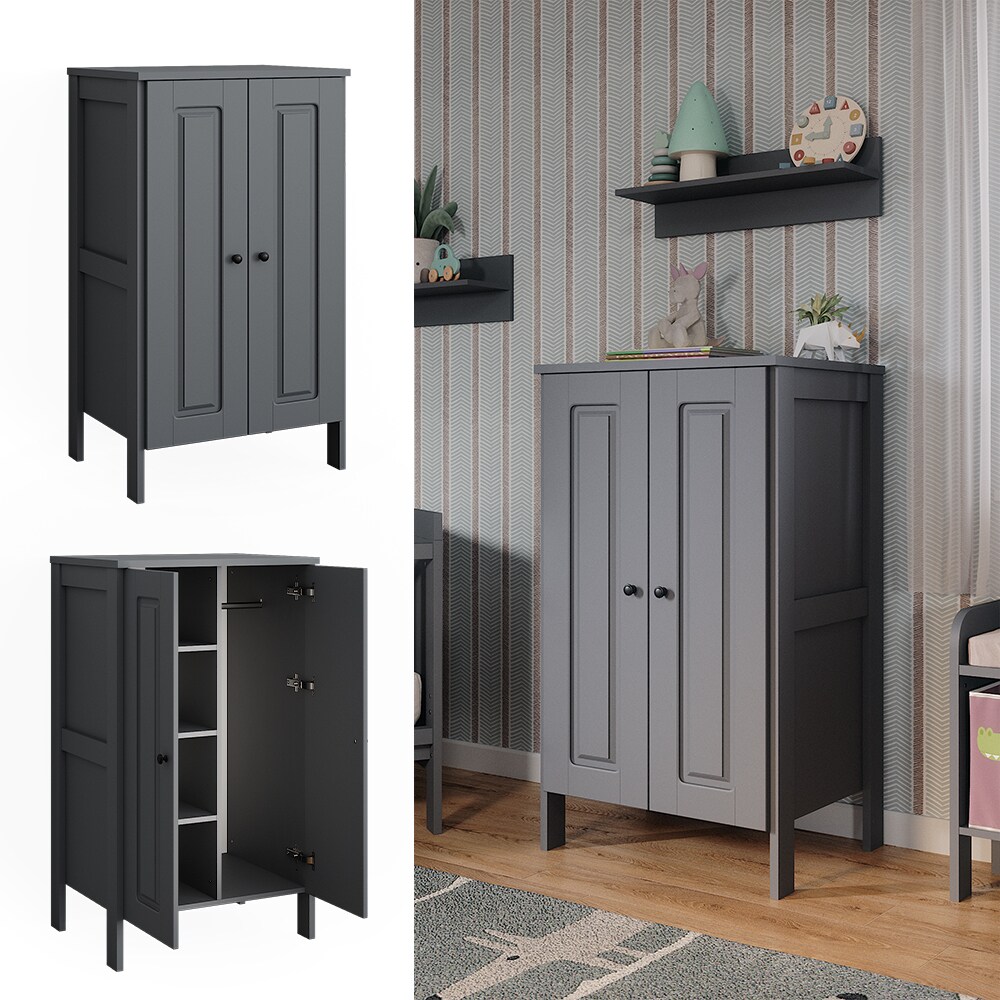 Vitalispa Kinderkleiderschrank Ajaton Grau 70 x 120,6 cm | 04066731451036