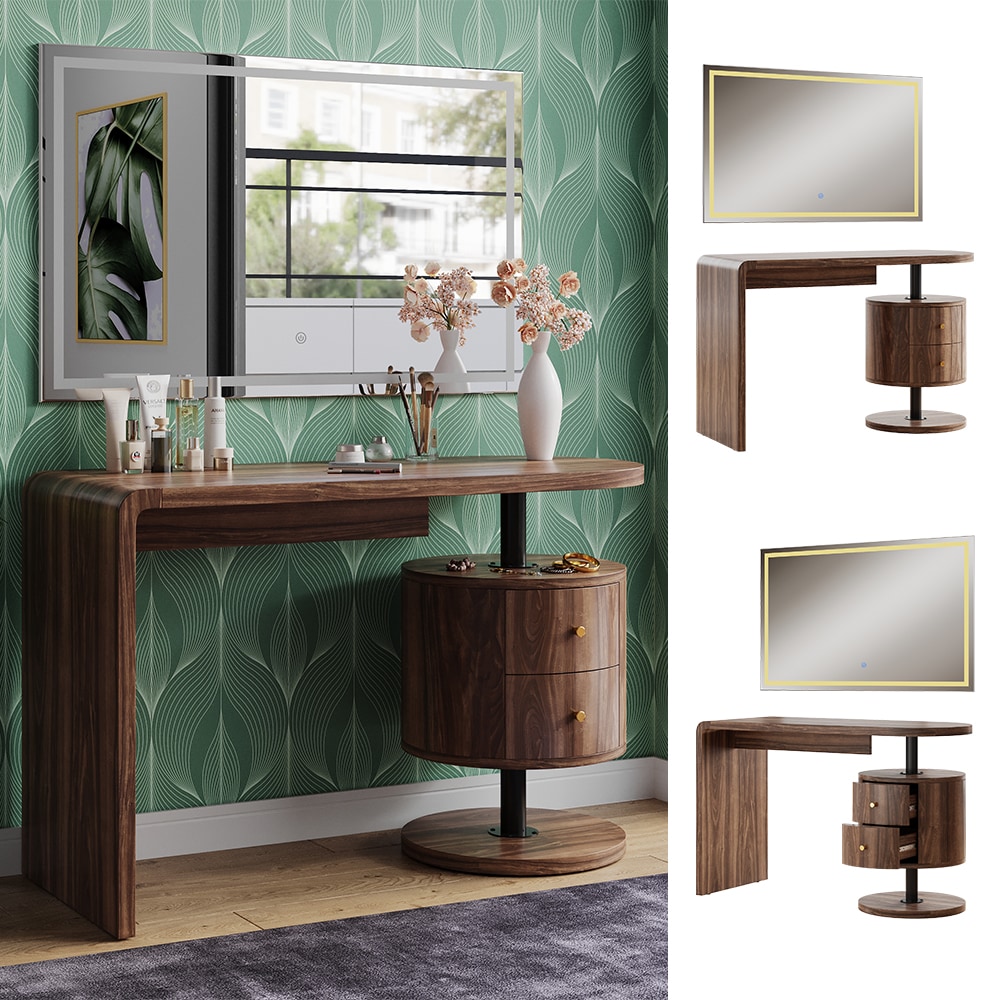 Vicco Schminktisch Lara Eiche rustikal 120 cm mit LED-Spiegel - Bild 1