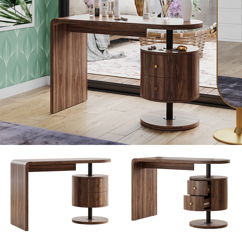 Vicco Schminktisch Lara Eiche rustikal 120 x 50 cm mit 2 Schubladen - Bild 1