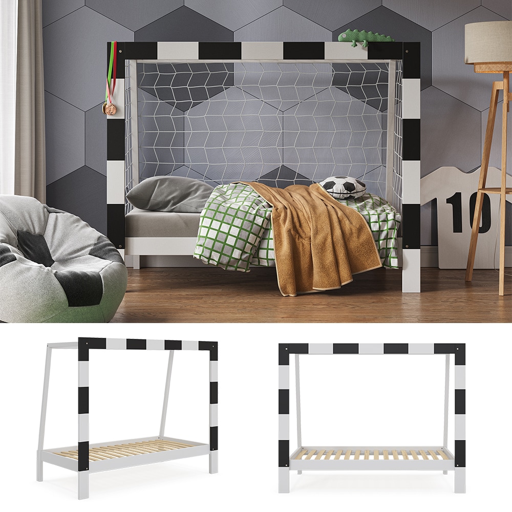 Vitalispa Kinderbett Fu&szlig;balltor Wei&szlig; 178 x 142,5 cm ohne Matratze - Bild 1