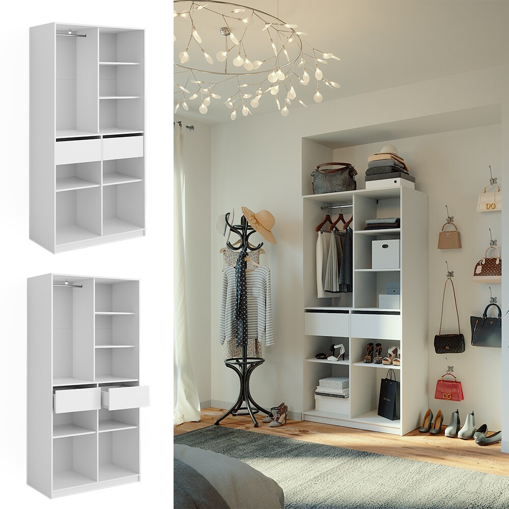 Vicco Kleiderschrank Elmo Wei&szlig; 100 x 200 cm mit 2 Schubladen - Bild 1