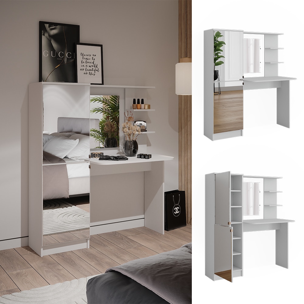 Vicco Schminktisch Jasmin Wei&szlig; 123 cm mit Spiegel - Bild 1