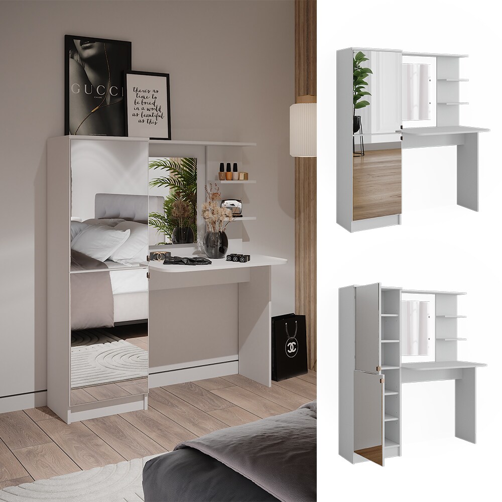 Vicco Schminktisch Jasmin Weiß 123 cm mit Spiegel | 04066731451333