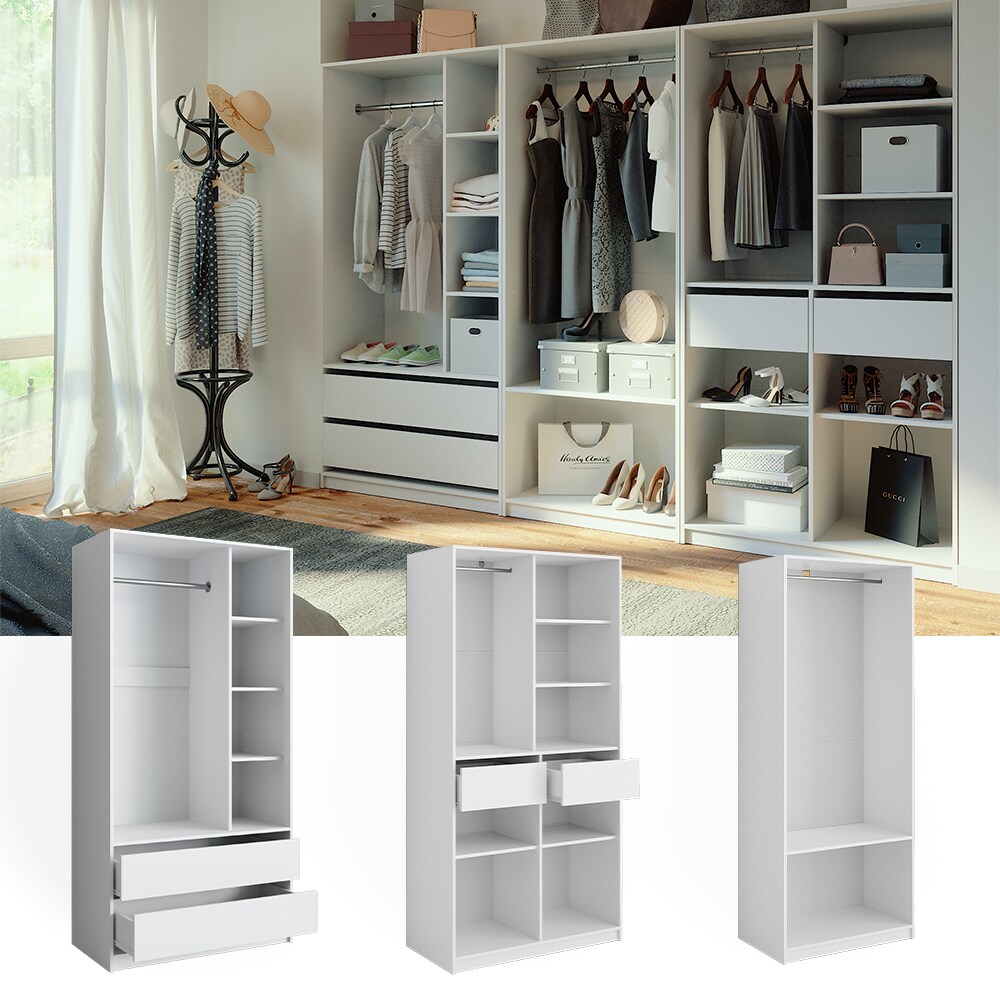Vicco Kleiderschrank Elmo Weiß 100 x 200 cm Set mit 3 Teile