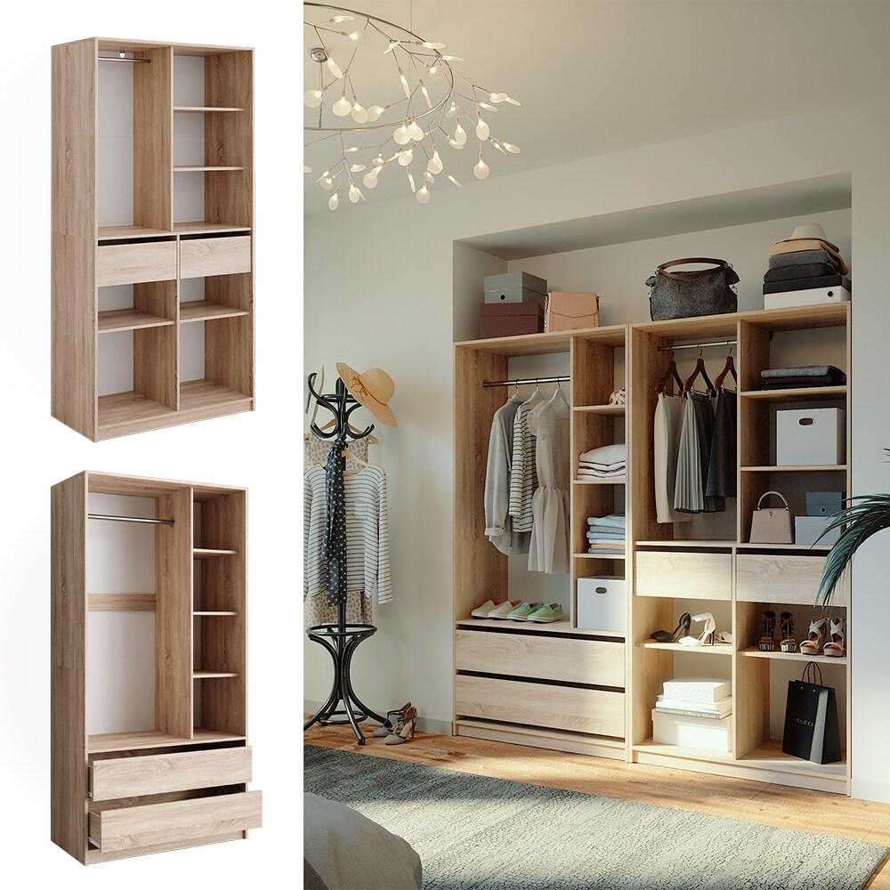 Vicco Kleiderschrank Elmo Sonoma 100 x 200 cm Set mit 2 Teile