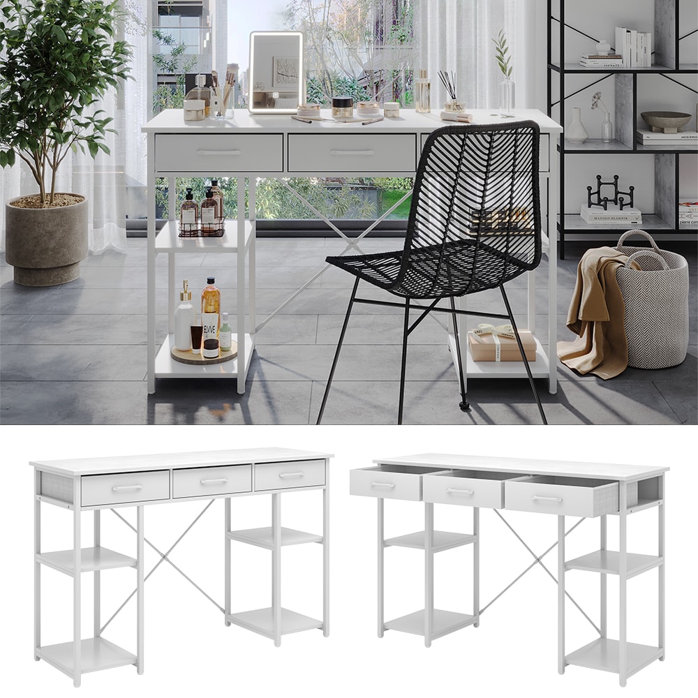 Vicco Schminktisch Chino Wei&szlig; 120 cm mit 3 Schubladen - Bild 1