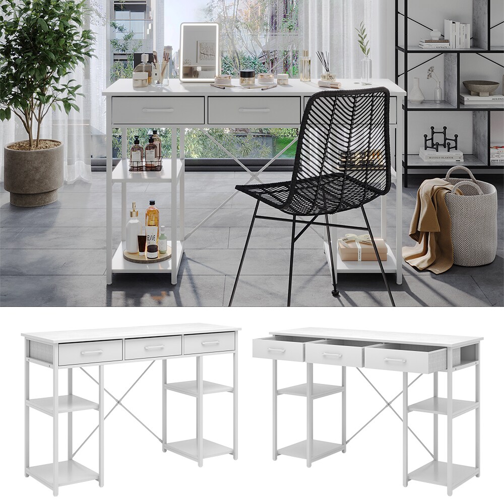 Vicco Schminktisch Chino Weiß 120 cm mit 3 Schubladen | 04066731451449