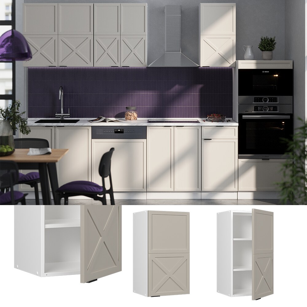 Vicco Hängeschrank Fame-Line Weiß Grau-Beige gerahmt 40 cm
