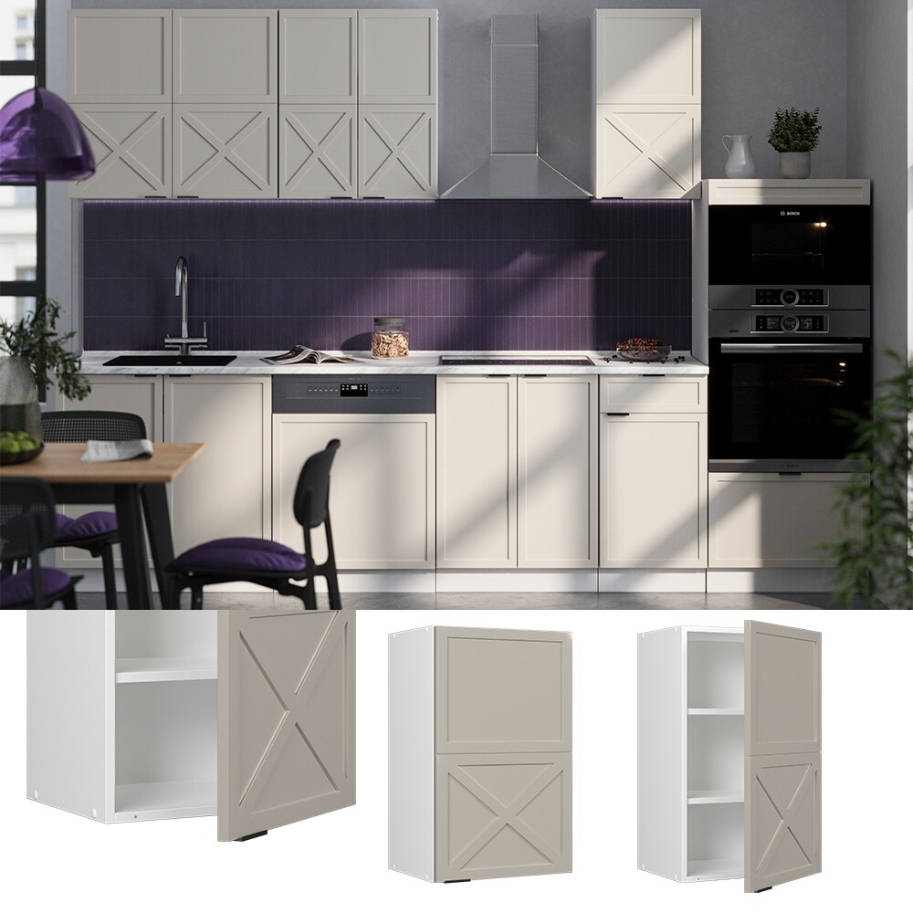 Vicco Hängeschrank Fame-Line Weiß Grau-Beige gerahmt 45 cm