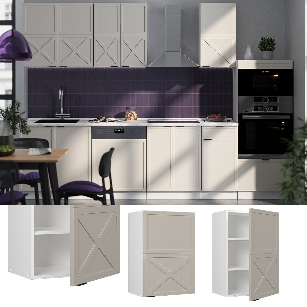 Vicco Hängeschrank Fame-Line Weiß Grau-Beige gerahmt 50 cm
