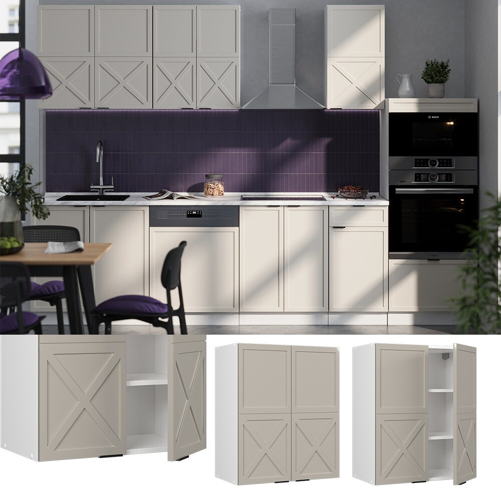 Vicco Hängeschrank Fame-Line Weiß Grau-Beige gerahmt 60 cm