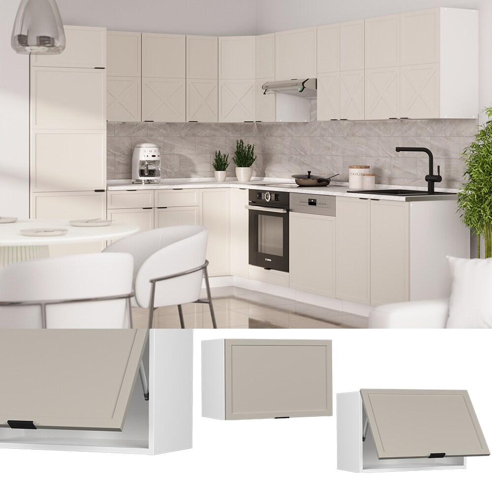 Vicco Hängeschrank Fame-Line Weiß Grau-Beige gerahmt 60 cm flach