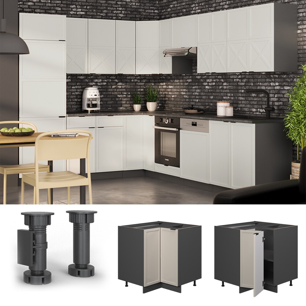 Vicco Eckunterschrank Fame-Line Anthrazit Grau-Beige gerahmt 87 cm mit Arbeitsplatte Anthrazit - Bild 1