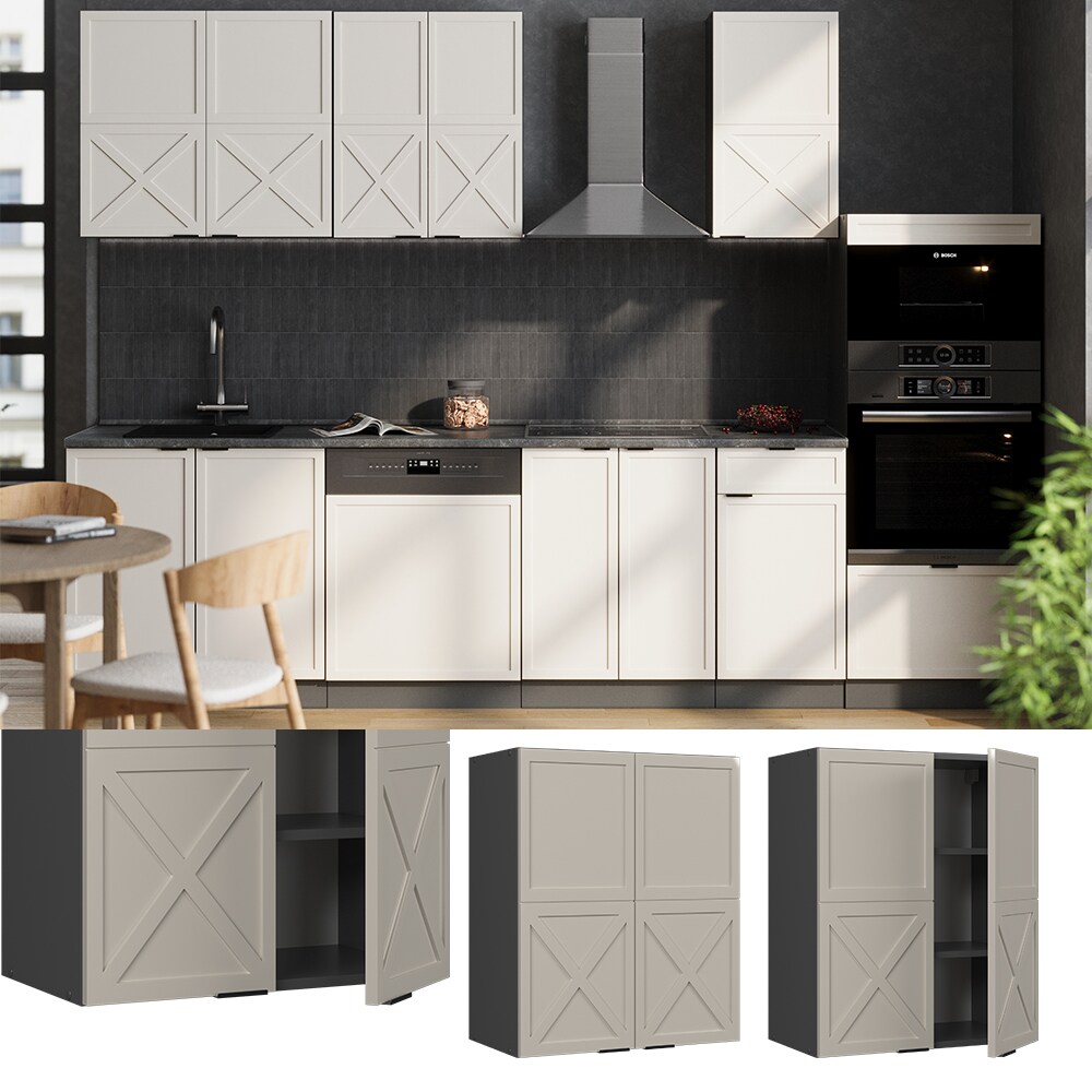 Vicco Hängeschrank Fame-Line Anthrazit Grau-Beige gerahmt 60 cm