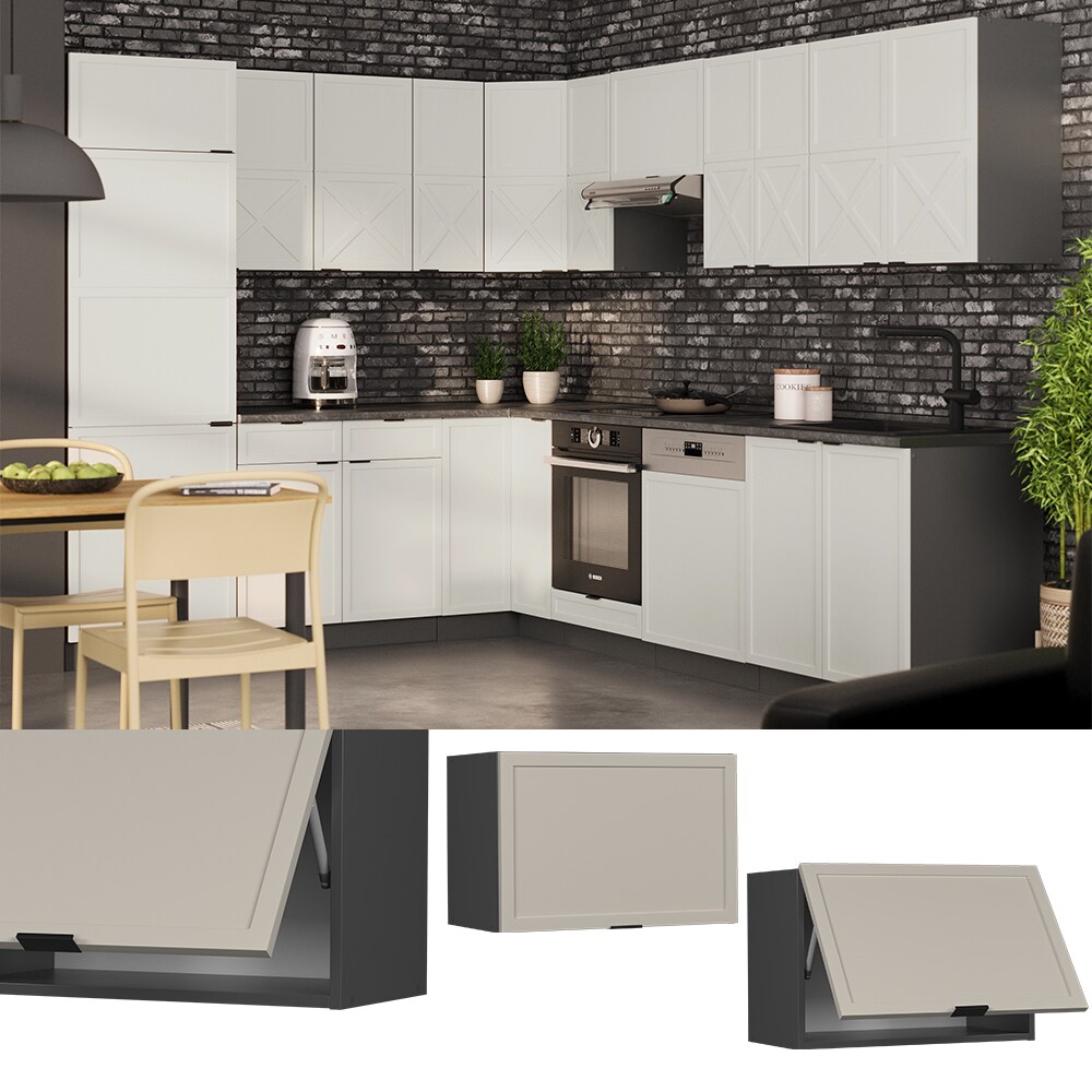 Vicco Hängeschrank Fame-Line Anthrazit Grau-Beige gerahmt 60 cm flach
