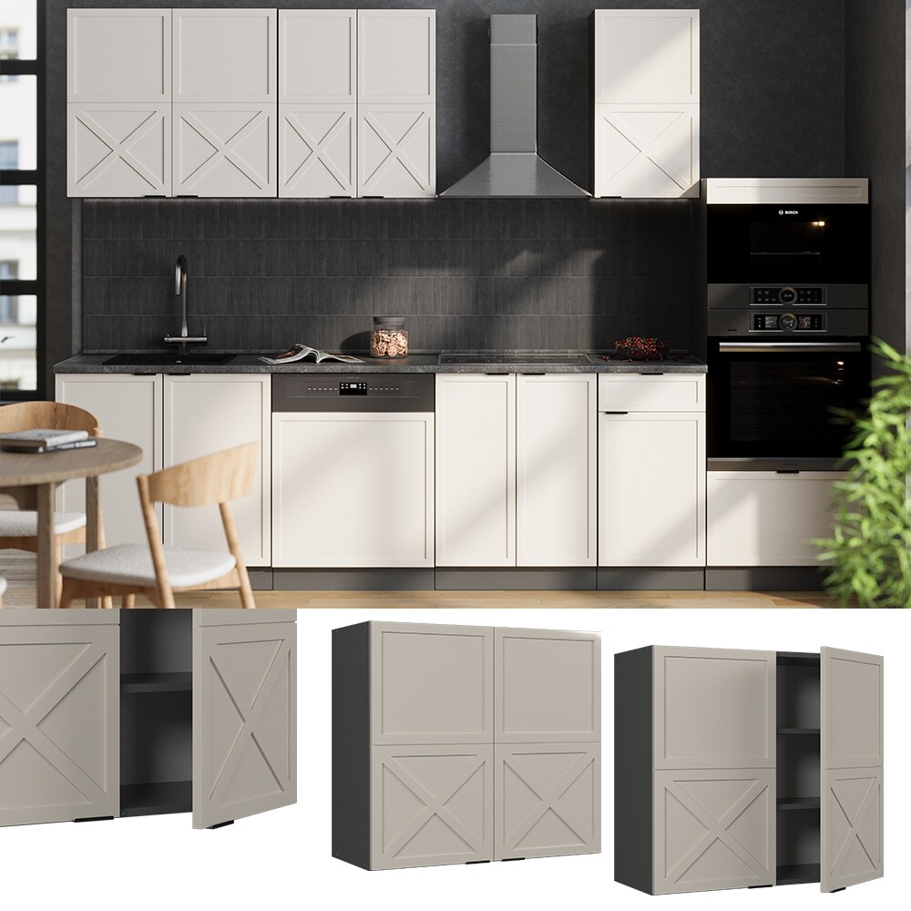 Vicco H&auml;ngeschrank Fame-Line Anthrazit Grau-Beige gerahmt 80 cm - Bild 1