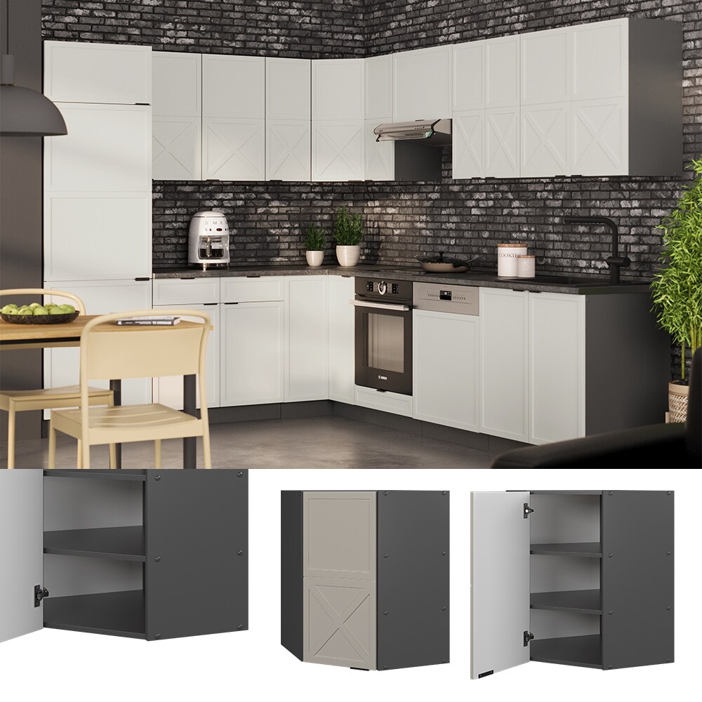 Vicco Eckhängeschrank Fame-Line Anthrazit Grau-Beige gerahmt 57 cm