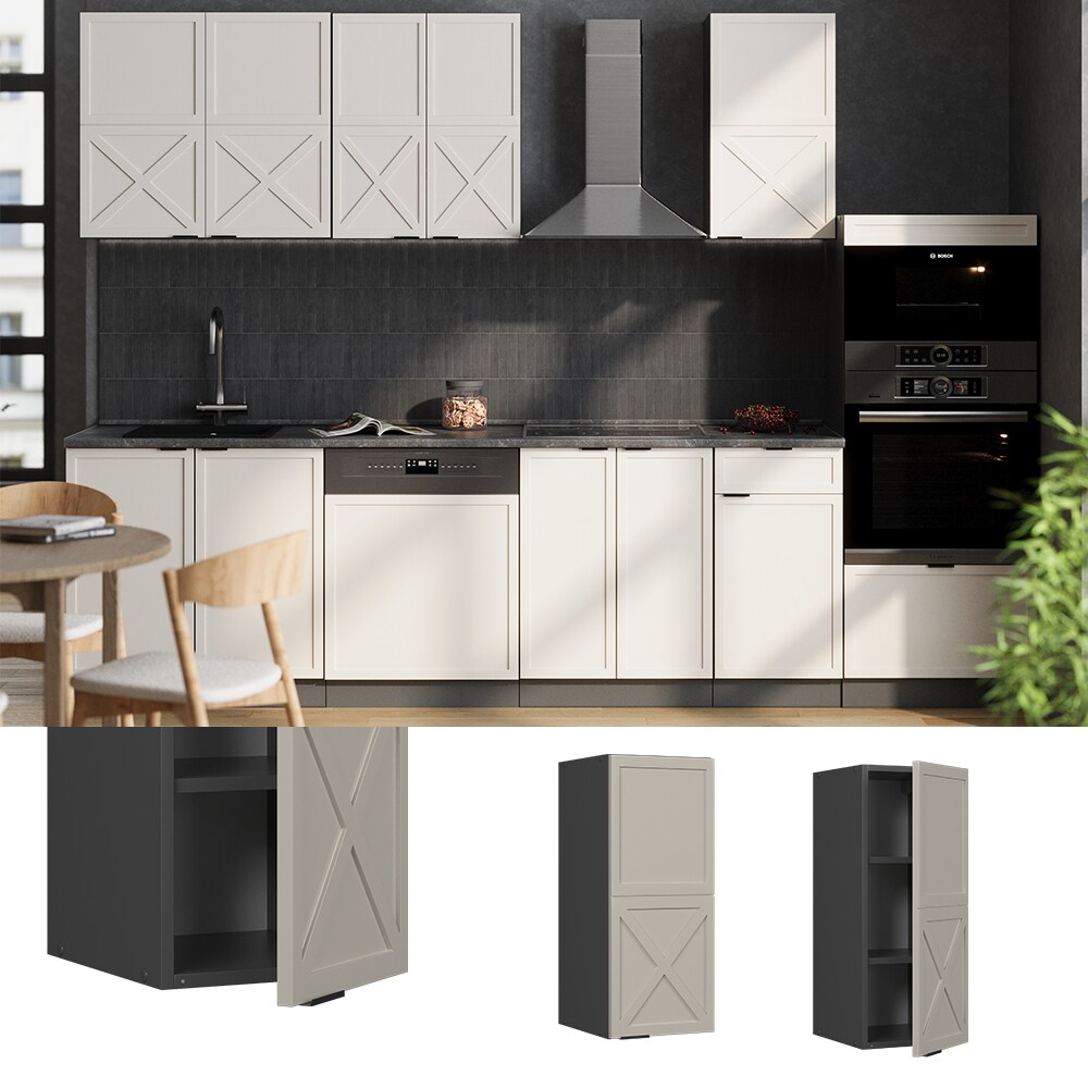 Vicco Hängeschrank Fame-Line Anthrazit Grau-Beige gerahmt 30 cm