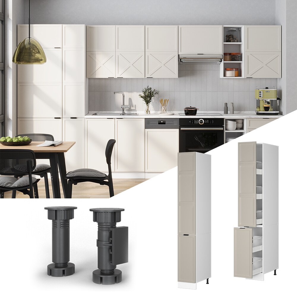 Vicco Apothekerhochschrank Fame-Line Wei&szlig; Grau-Beige gerahmt 30 cm - Bild 1