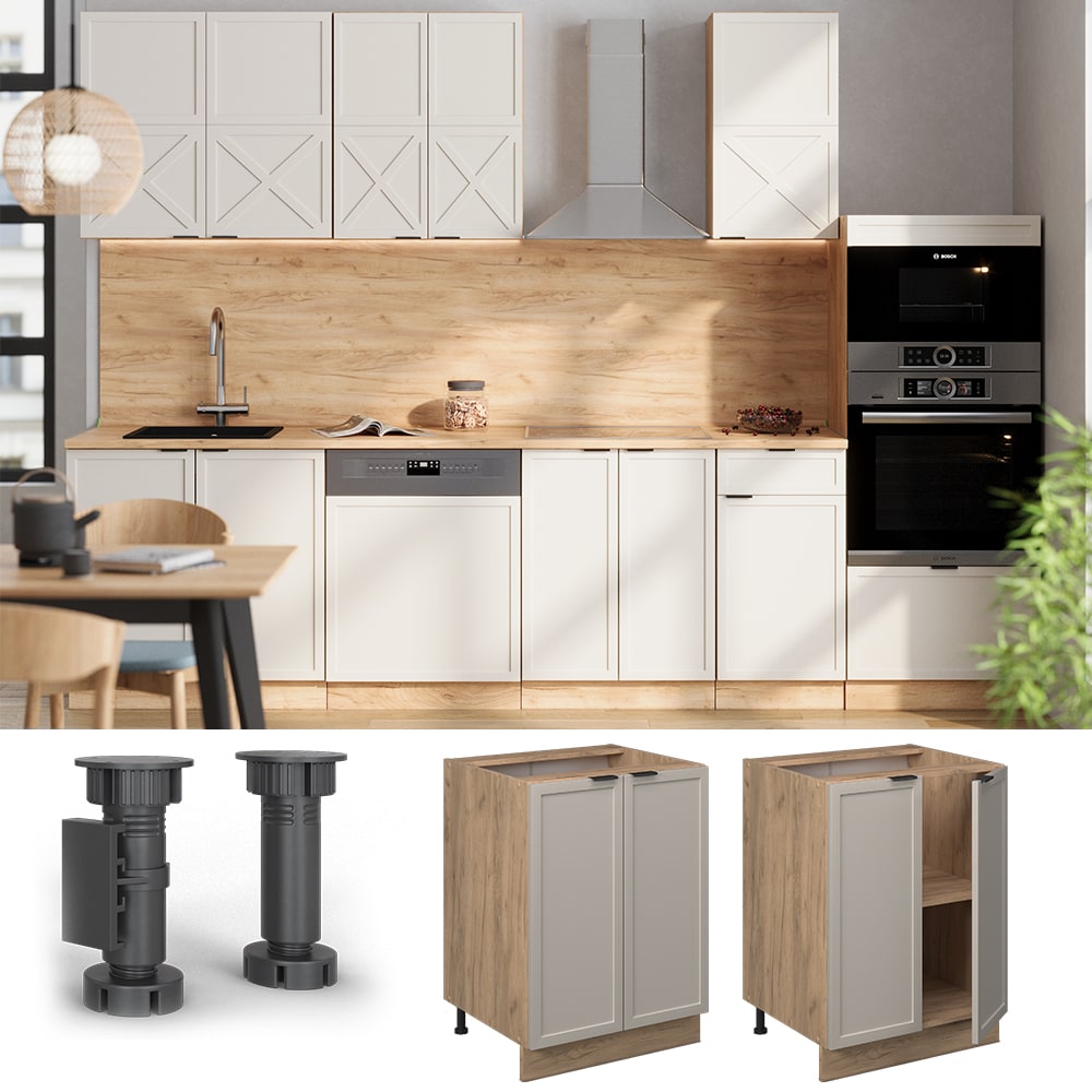 Vicco Unterschrank Fame-Line Eiche Grau-Beige gerahmt 60 cm ohne Arbeitsplatte - Bild 1