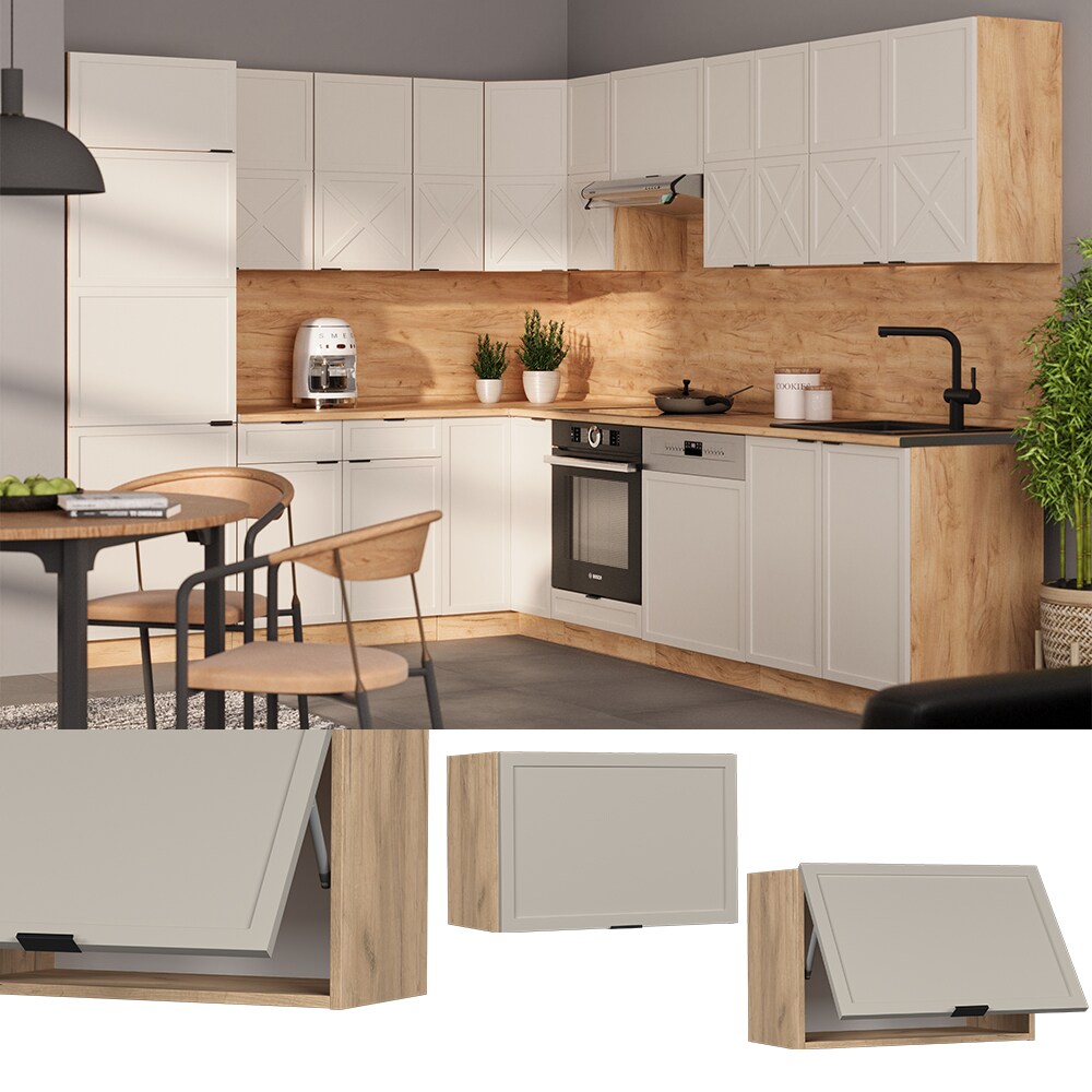 Vicco Hängeschrank Fame-Line Eiche Grau-Beige gerahmt 60 cm flach