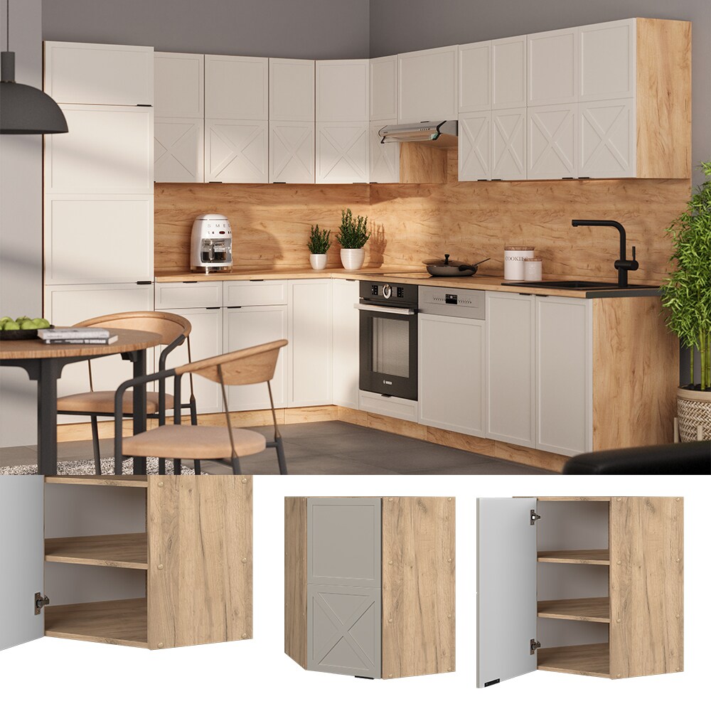 Vicco Eckhängeschrank Fame-Line Eiche Grau-Beige gerahmt 57 cm