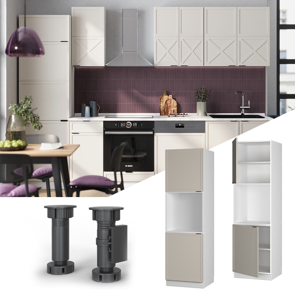 Vicco Vorratsschrank Fame-Line Weiß Grau-Beige gerahmt 60 cm 2 Türen