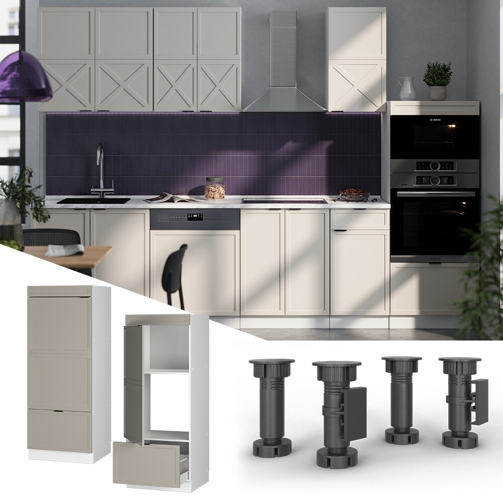 Vicco Mikrowellenschrank Fame-Line Weiß Grau-Beige gerahmt 60 cm mit Schublade & Tür