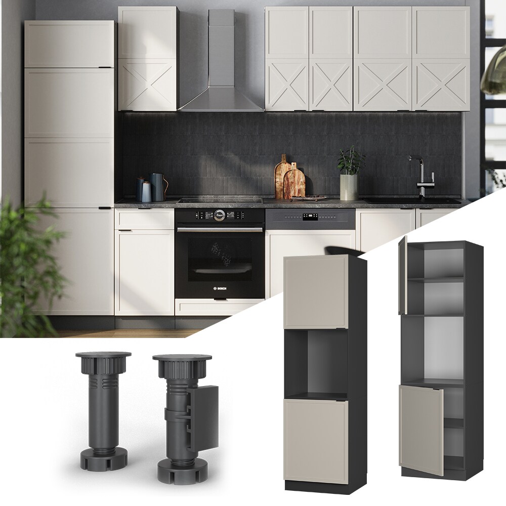Vicco Vorratsschrank Fame-Line Anthrazit Grau-Beige gerahmt 60 cm 2 Türen