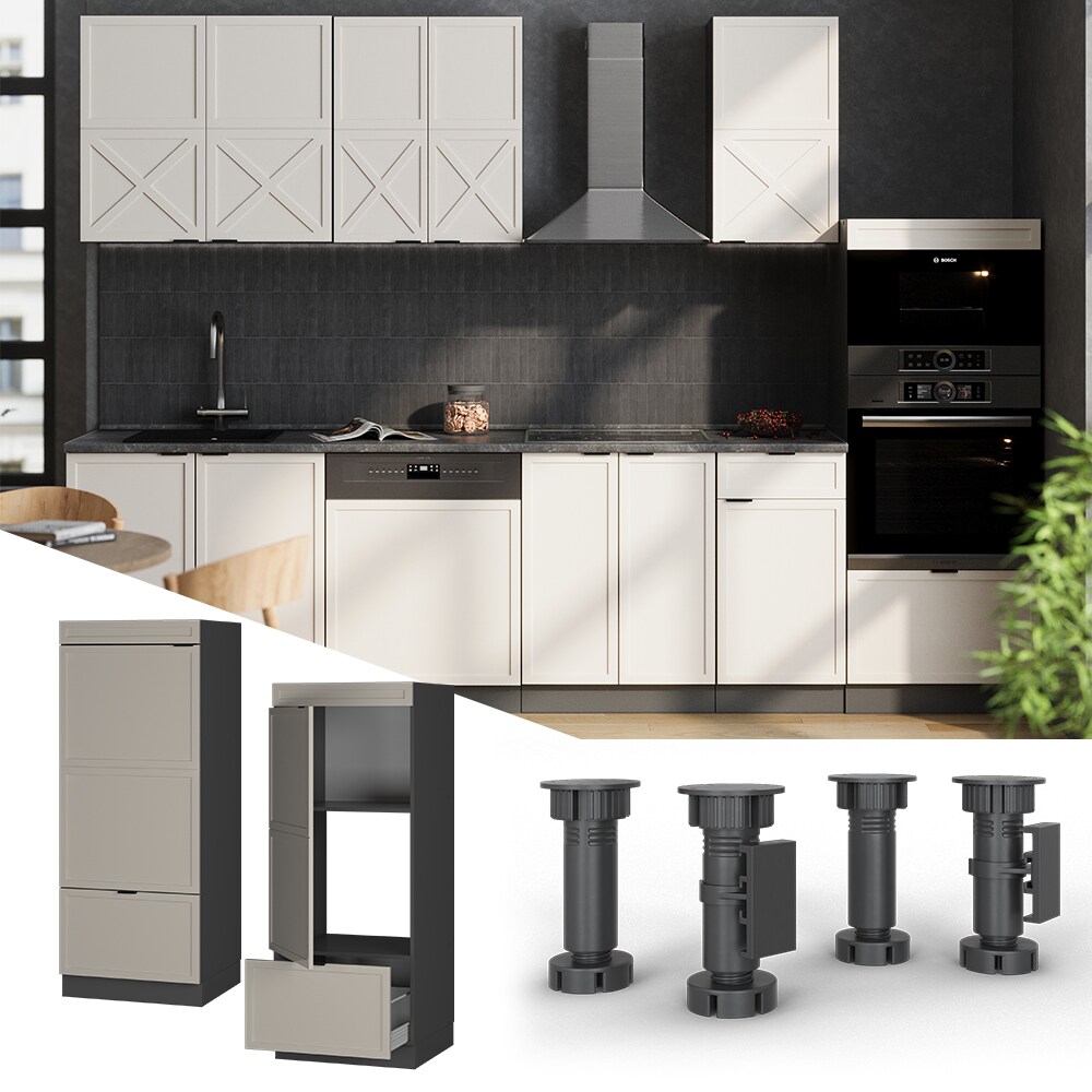 Vicco Mikrowellenschrank Fame-Line Anthrazit Grau-Beige gerahmt 60 cm mit Schublade & Tür