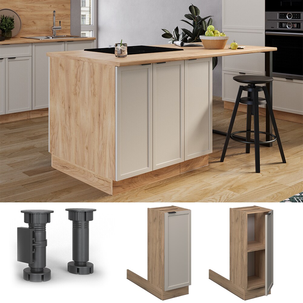 Vicco Regalinselunterschrank Fame-Line Eiche Grau-Beige gerahmt 30 cm