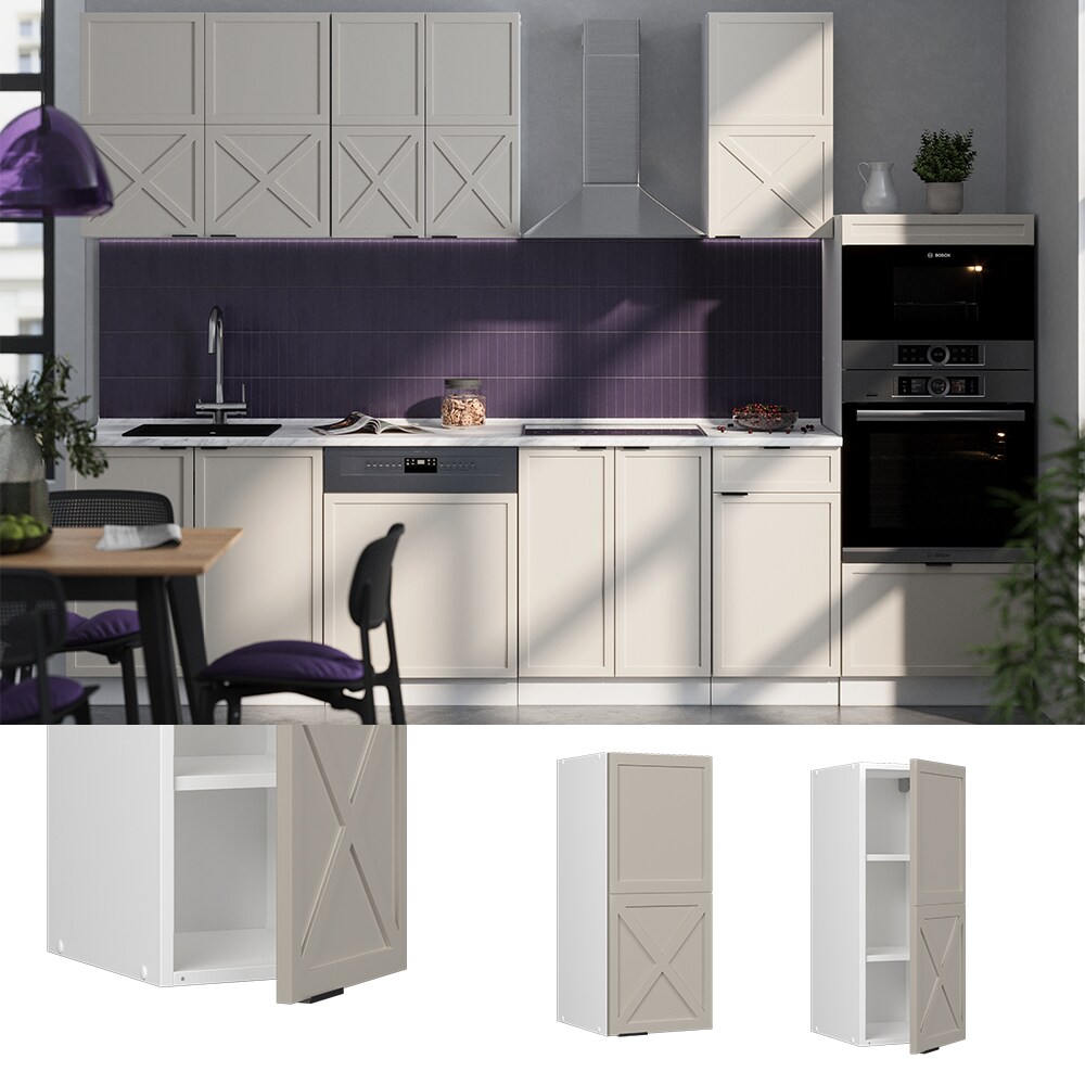 Vicco Hängeschrank Fame-Line Weiß Grau-Beige gerahmt 30 cm