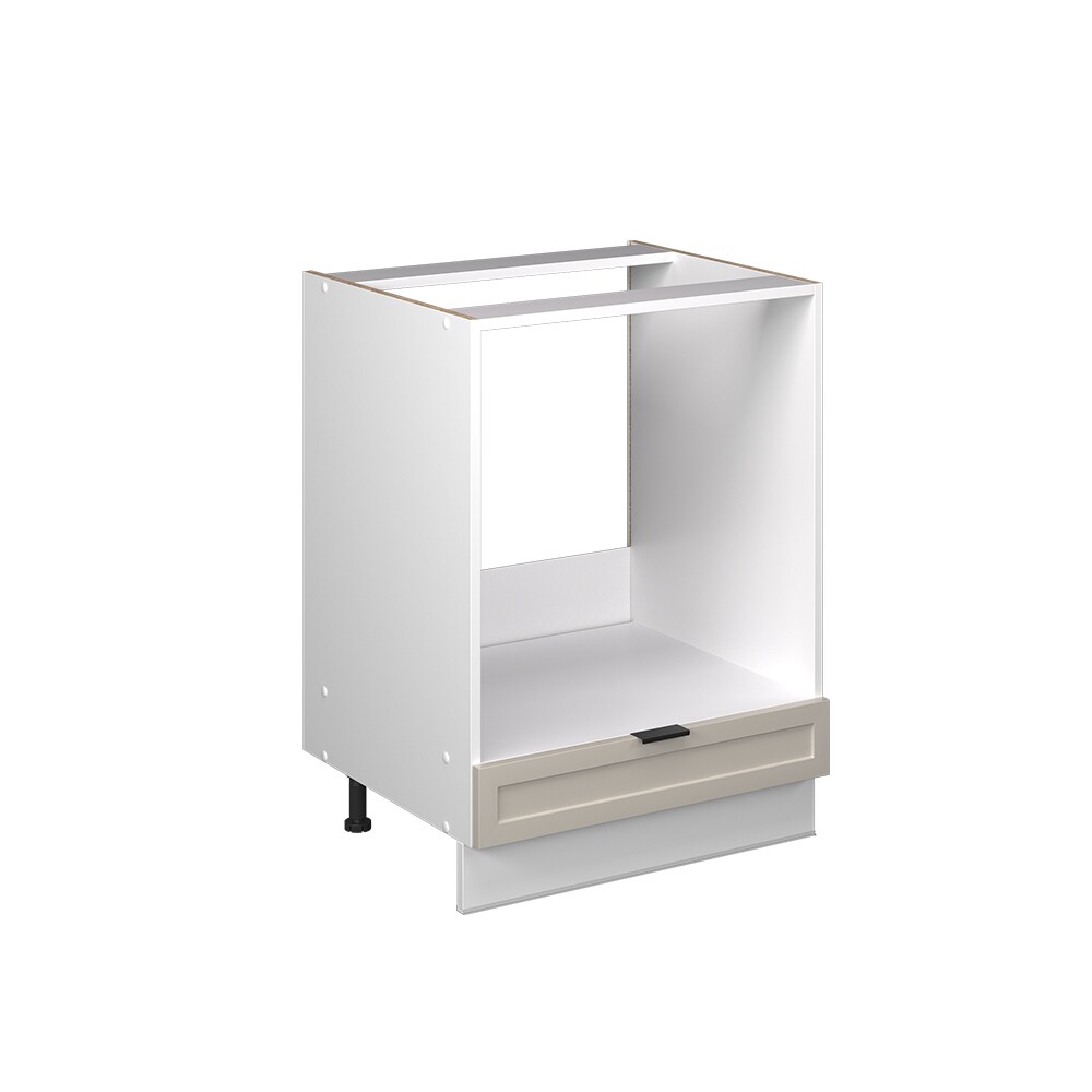 Vicco Herdumbauschrank Fame-Line Weiß Grau-Beige gerahmt 60 cm mit Arbeitsplatte Marmor-Weiß