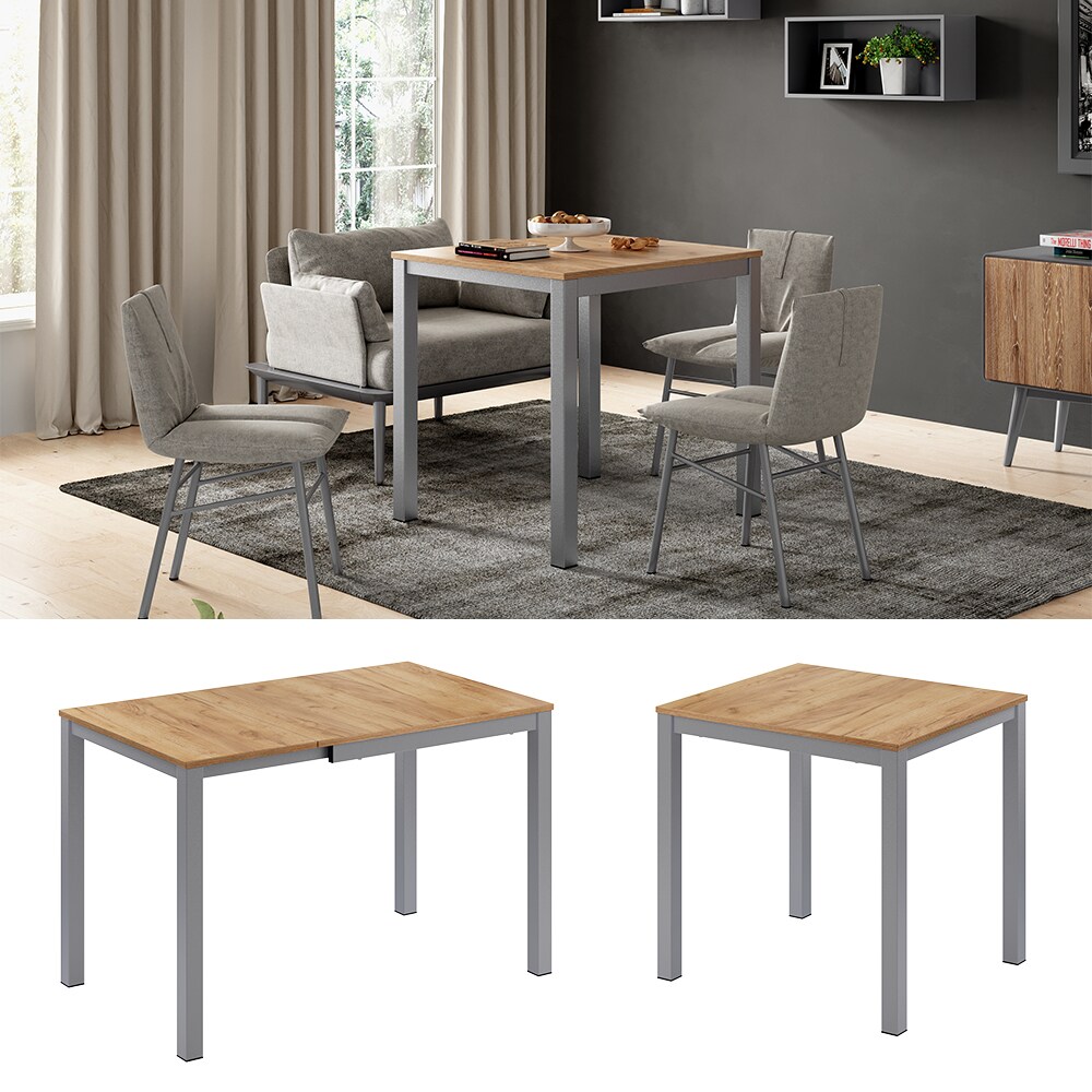 Vicco Esstisch Granny Eiche Grau 120 x 70 cm ausziehbar