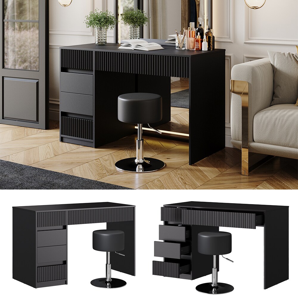 Vicco Schminktisch Omira Schwarz 120 cm mit Hocker | 04066731397297