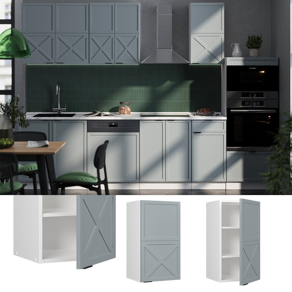 Vicco Hängeschrank Fame-Line Weiß Hellblau-Grau gerahmt 40 cm
