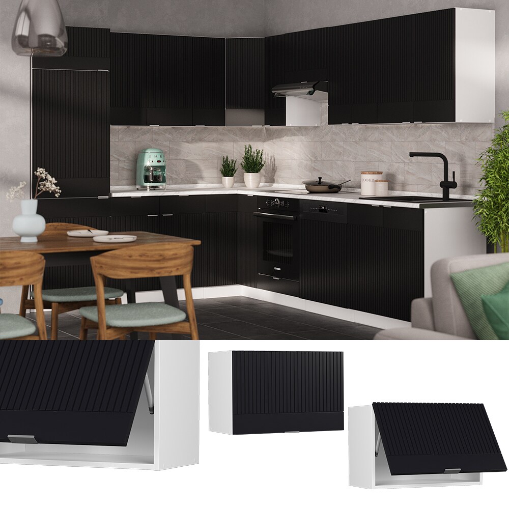 Vicco Hängeschrank Fame-Line Weiß Schwarz gestreift 60 cm flach