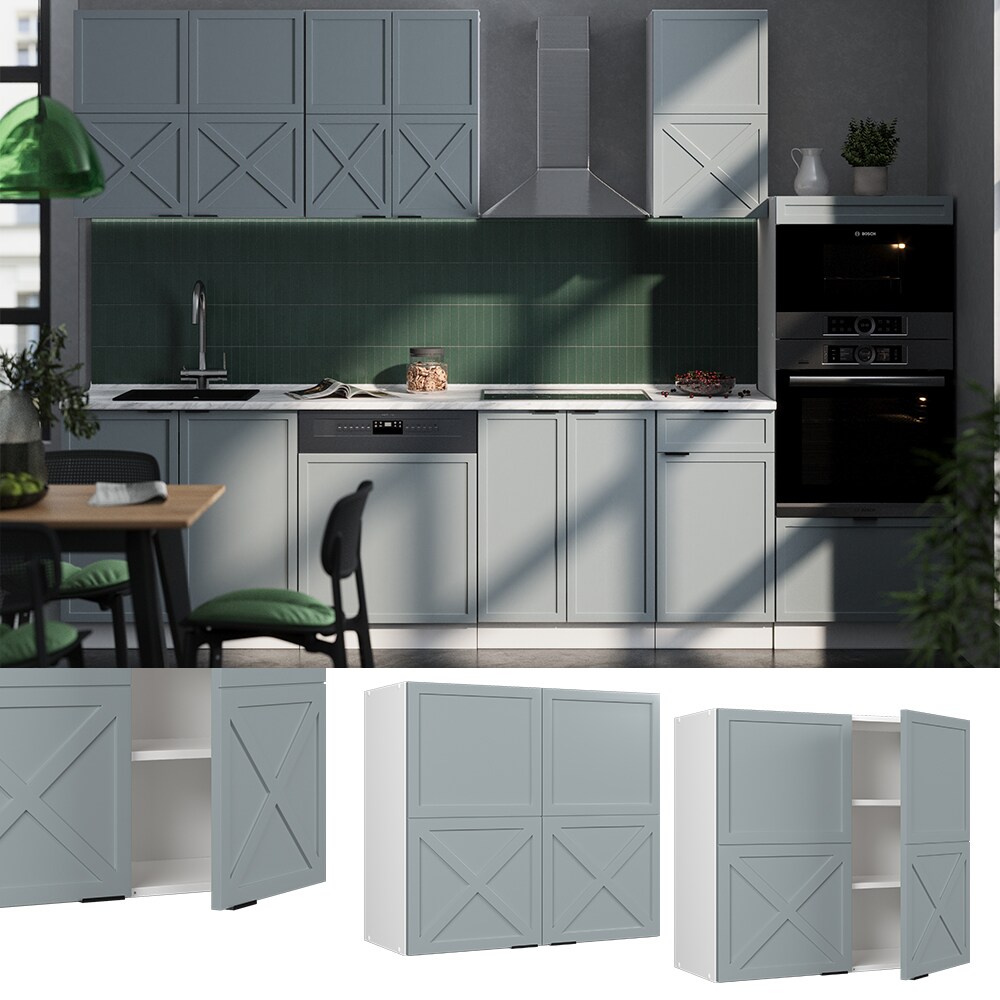 Vicco H&auml;ngeschrank Fame-Line Wei&szlig; Hellblau-Grau gerahmt 80 cm - Bild 1