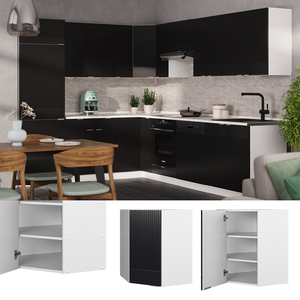 Vicco Eckh&auml;ngeschrank Fame-Line Wei&szlig; Schwarz gestreift 57 cm - Bild 1