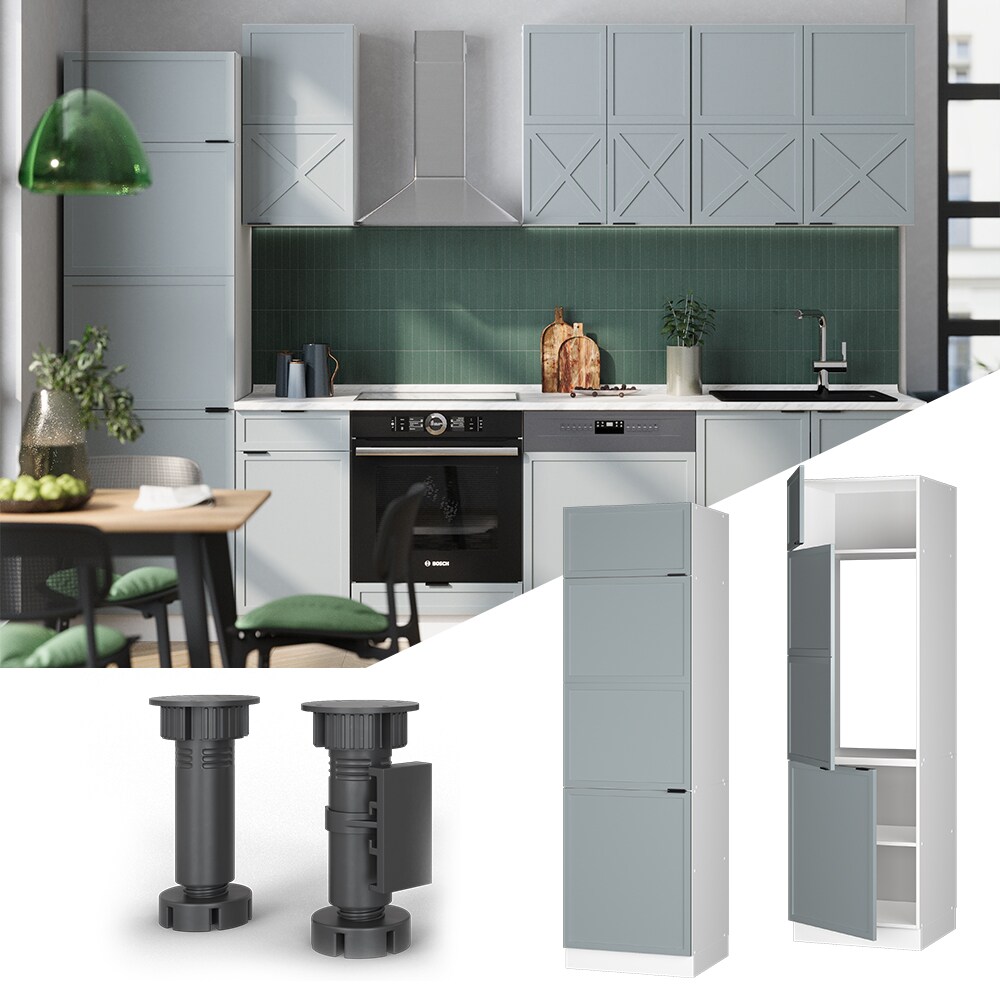 Vicco K&uuml;hlumbauschrank Fame-Line Wei&szlig; Hellblau-Grau gerahmt 60 cm - Bild 1