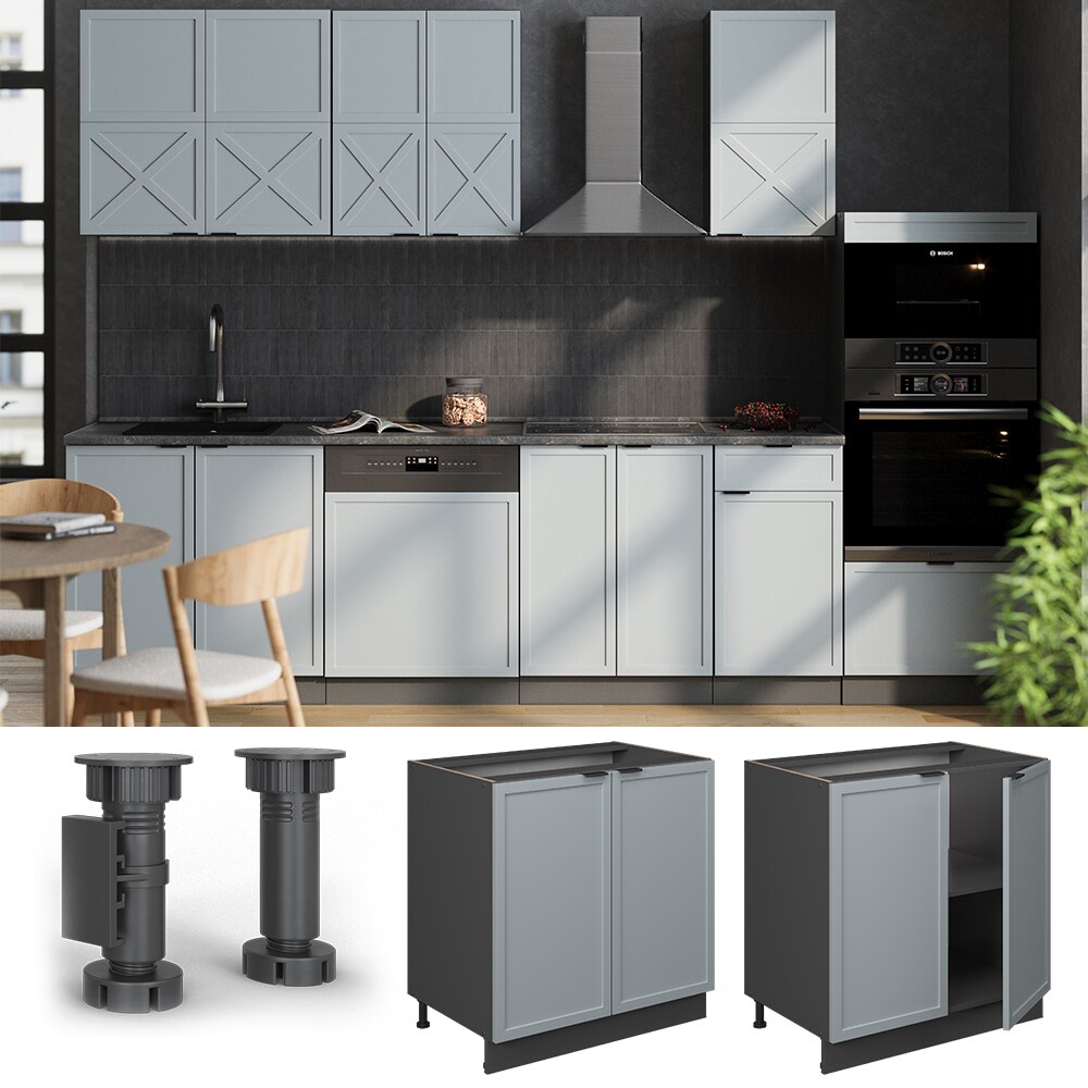 Vicco Unterschrank Fame-Line Anthrazit Hellblau-Grau gerahmt 80 cm ohne Arbeitsplatte - Bild 1