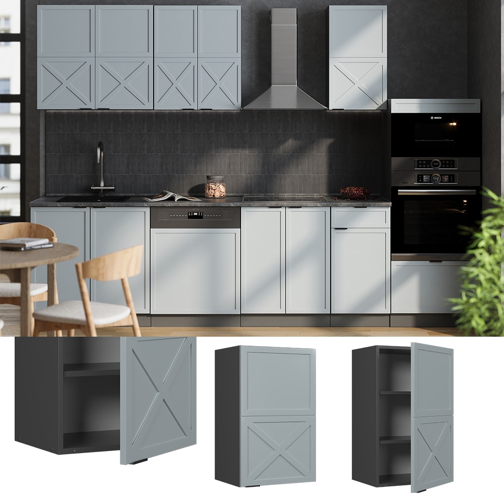 Vicco H&auml;ngeschrank Fame-Line Anthrazit Hellblau-Grau gerahmt 45 cm - Bild 1