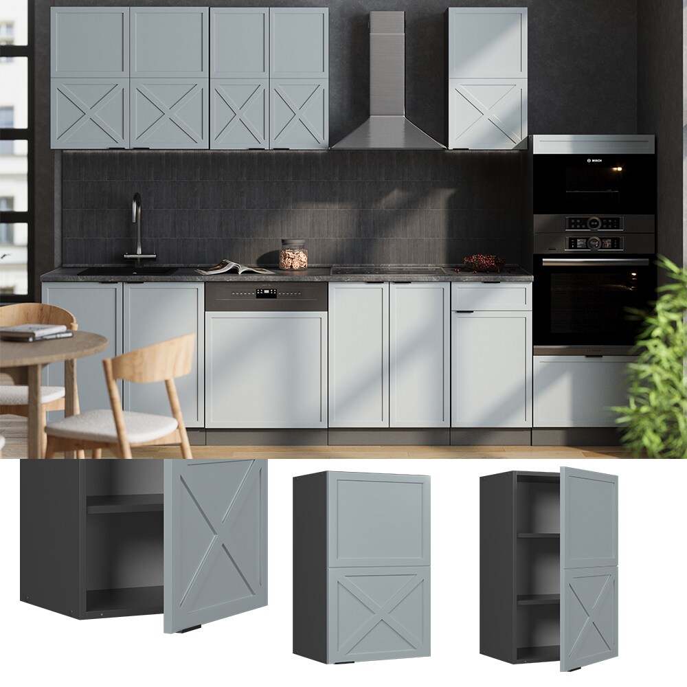 Vicco Hängeschrank Fame-Line Anthrazit Hellblau-Grau gerahmt 45 cm