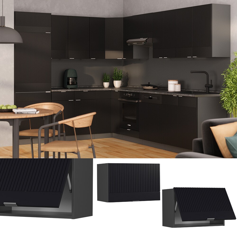 Vicco Hängeschrank Fame-Line Anthrazit Schwarz gestreift 60 cm flach